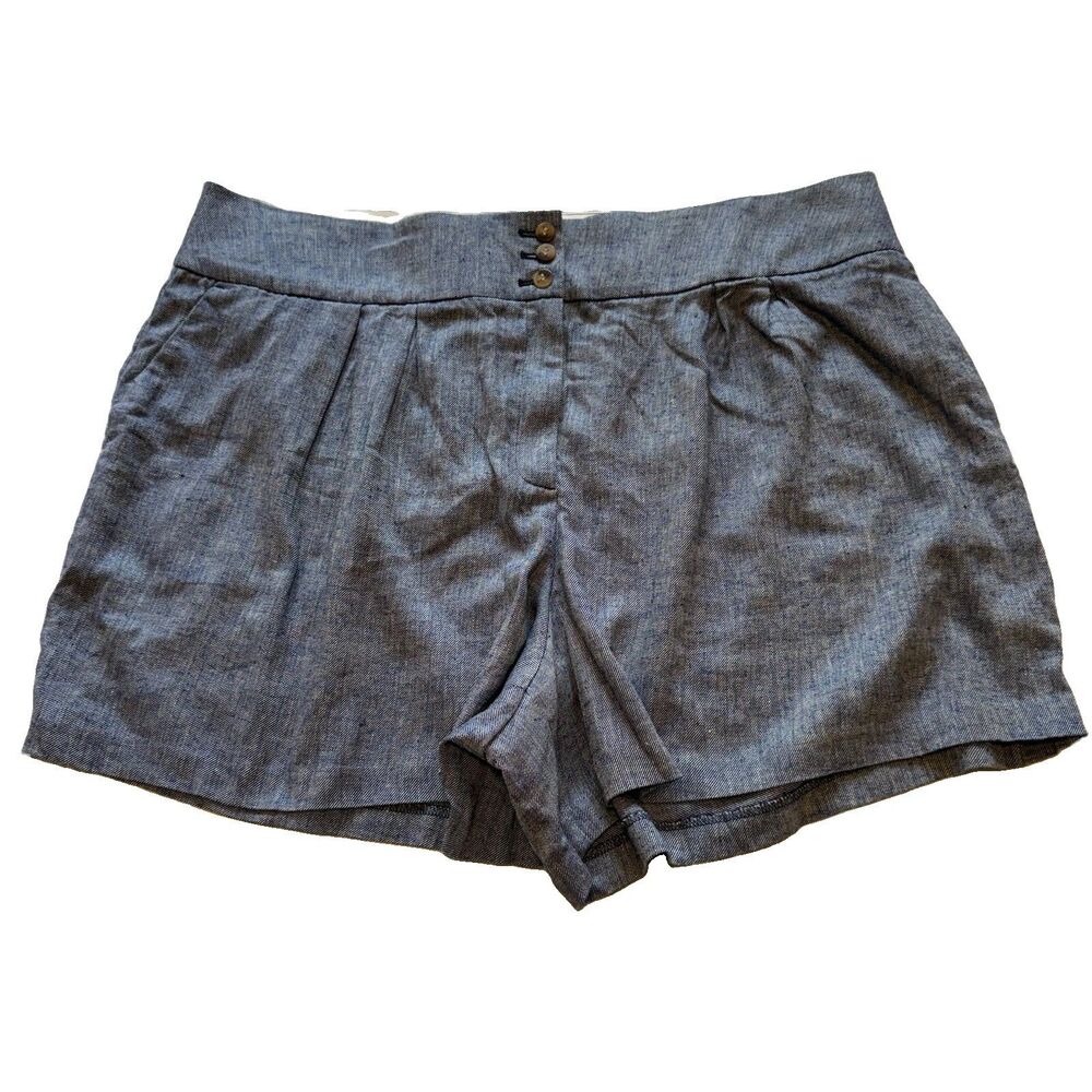 Lane Bryant Soft Linen Blend Blue Mid Rise Shorts Plus Size 20 NWT